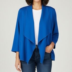 Caroline Rose 1X Royal Blue Knit Open Waterfall Cardigan NWT Pristine 25651W